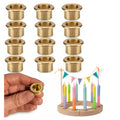 12 Stück GLOWYBOX® Kerzenhalter für Geburtstagsringe Geburtstagsspiralen Kerzeneinsatz Messinghalter Kerzenkranz Geburtstagskranz Messingeinsatz für Holzkranz Wachsschutz Holzkränze Jahreszeitenring 12 Stück