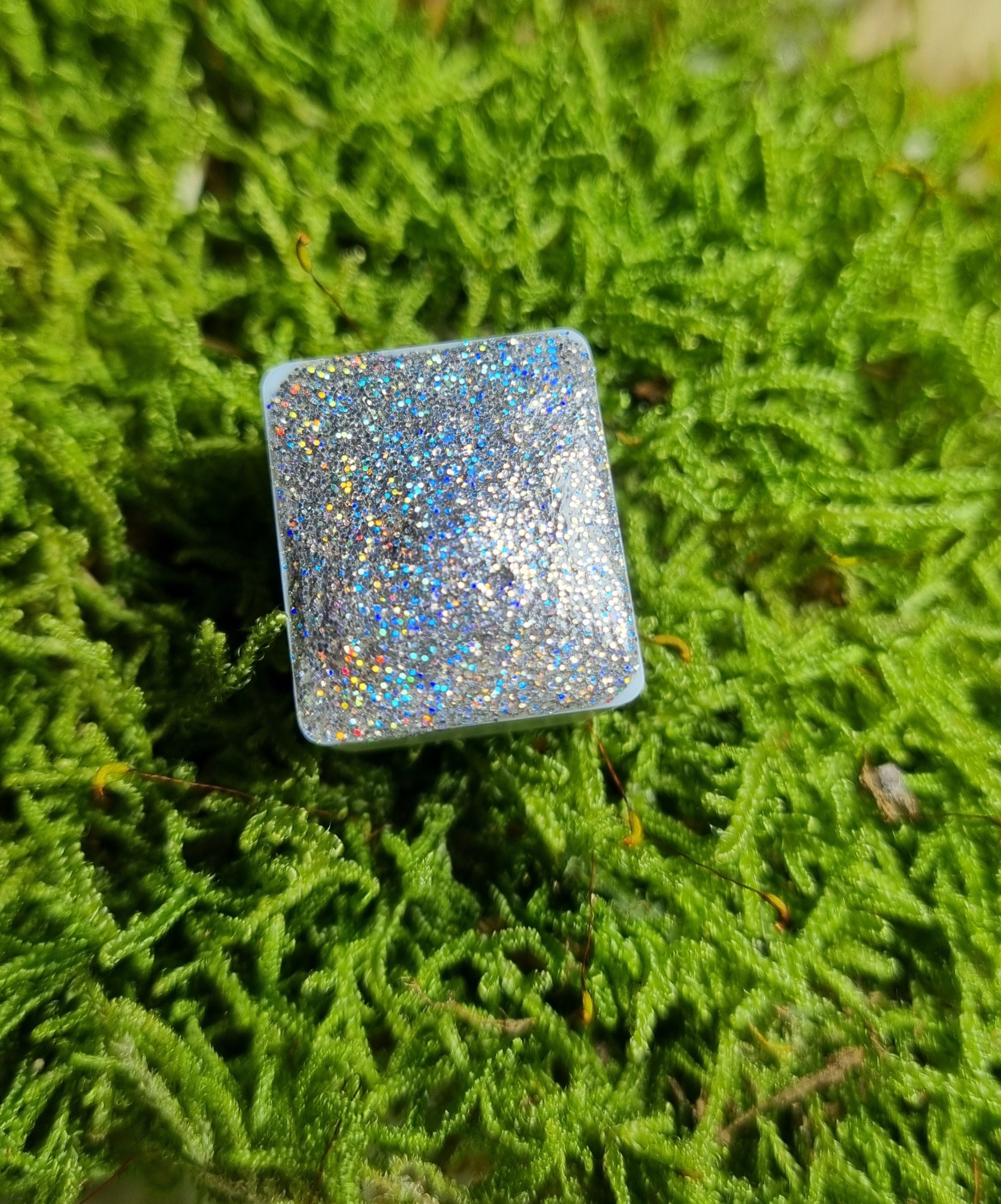GLOWYBOX Holografische Glitter Aquarellfarbe, Glitzer Aquarell für besondere Highlight Glitzer Wasserfarben Holografische Farbe 1/2 Pfanne Metalliceffekt Aquarellfarbe (HOLO SILVERSTAR)