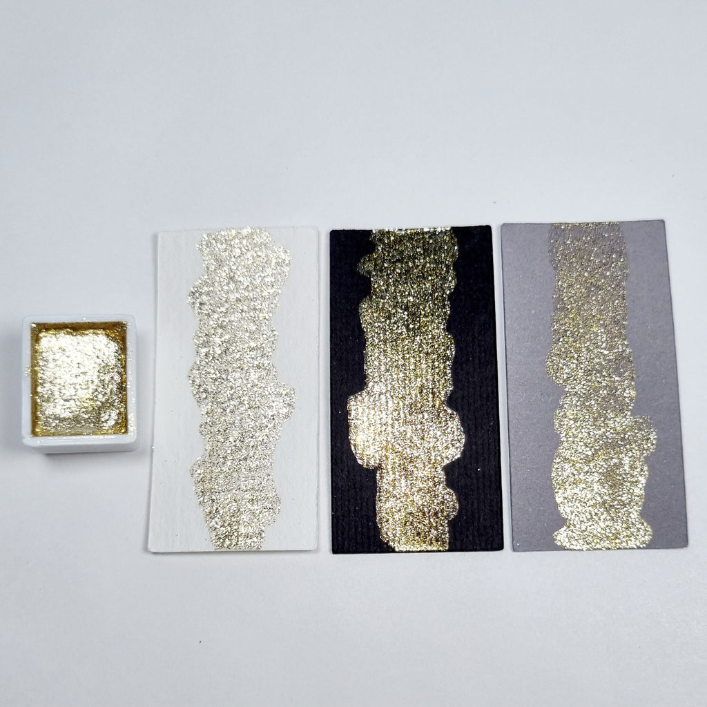 GLOWYBOX Gold Glitter Aquarellfarbe, Aquarellfarbe für besondere Highlight Metallic Wasserfarben Glitzer Aquarellfarben Holographische  Farbe Mega  REALLY GOLD