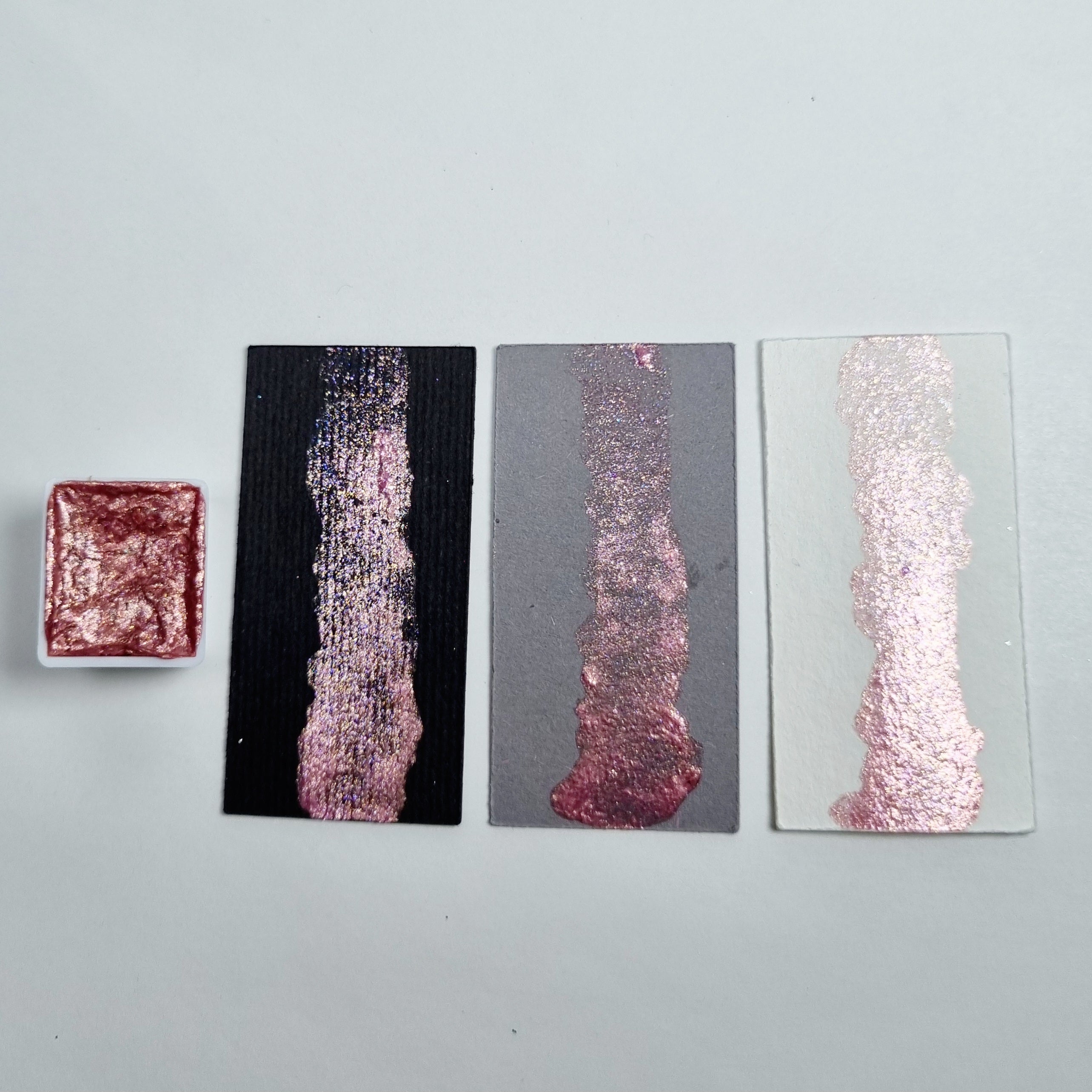 GLOWYBOX Holografische Glitter Aquarellfarbe, Glitzer Aquarell für besondere Highlight Glitzer Wasserfarben Holografische Farbe Glitter Farbe 1/2 Pfanne 2 ml vintage rosy