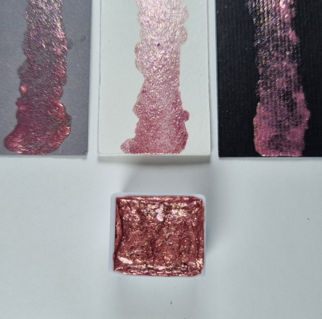 GLOWYBOX Holografische Glitter Aquarellfarbe, Glitzer Aquarell für besondere Highlight Glitzer Wasserfarben Holografische Farbe Glitter Farbe 1/2 Pfanne 2 ml vintage rosy