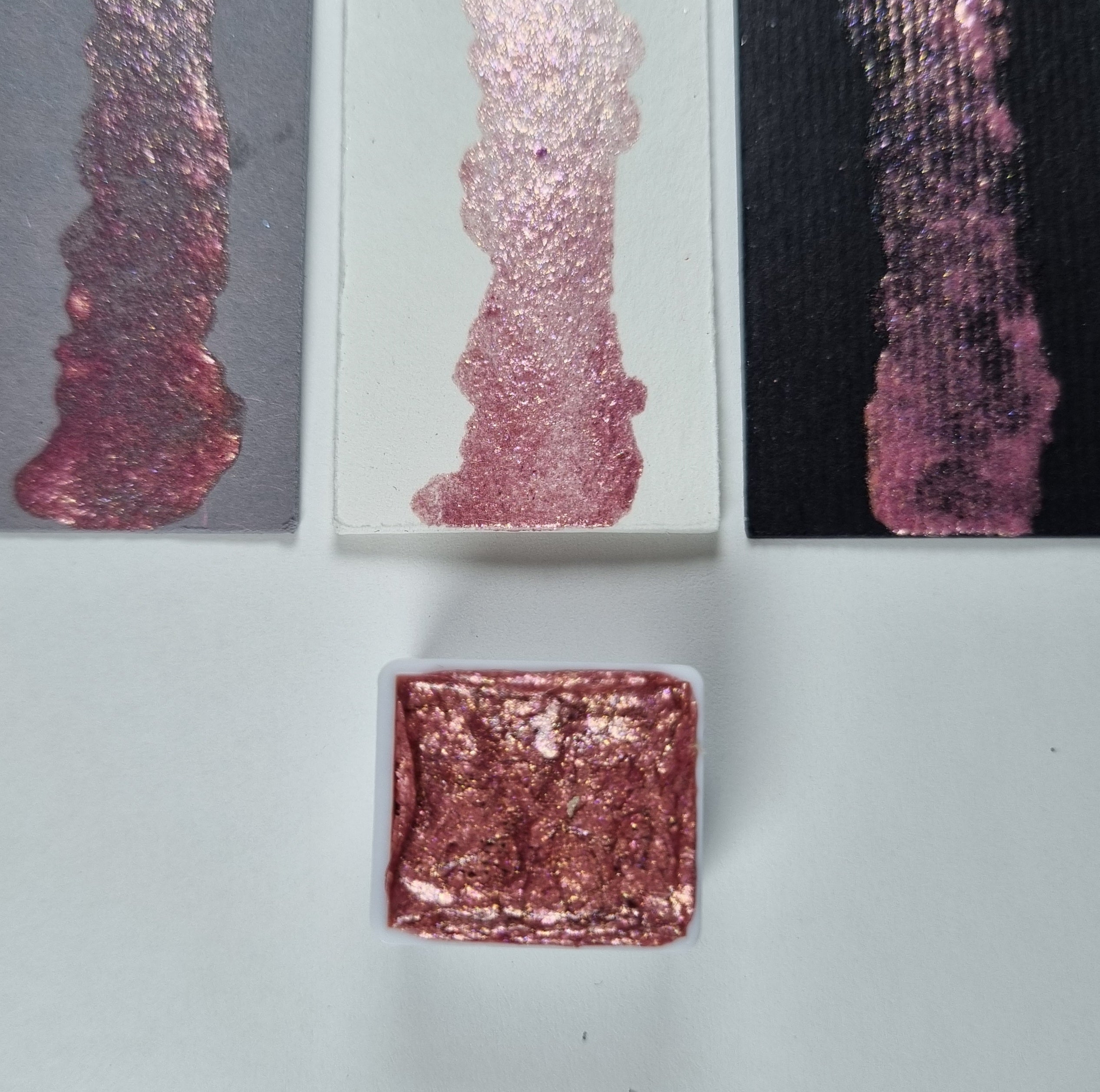 GLOWYBOX Holografische Glitter Aquarellfarbe, Glitzer Aquarell für besondere Highlight Glitzer Wasserfarben Holografische Farbe Glitter Farbe 1/2 Pfanne 2 ml vintage rosy
