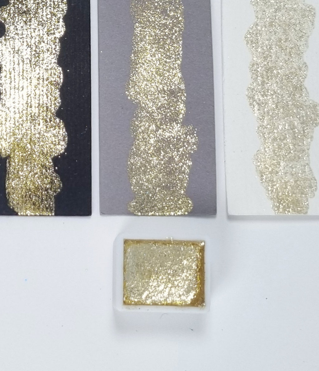 GLOWYBOX Gold Glitter Aquarellfarbe, Aquarellfarbe für besondere Highlight Metallic Wasserfarben Glitzer Aquarellfarben Holographische  Farbe Mega  REALLY GOLD