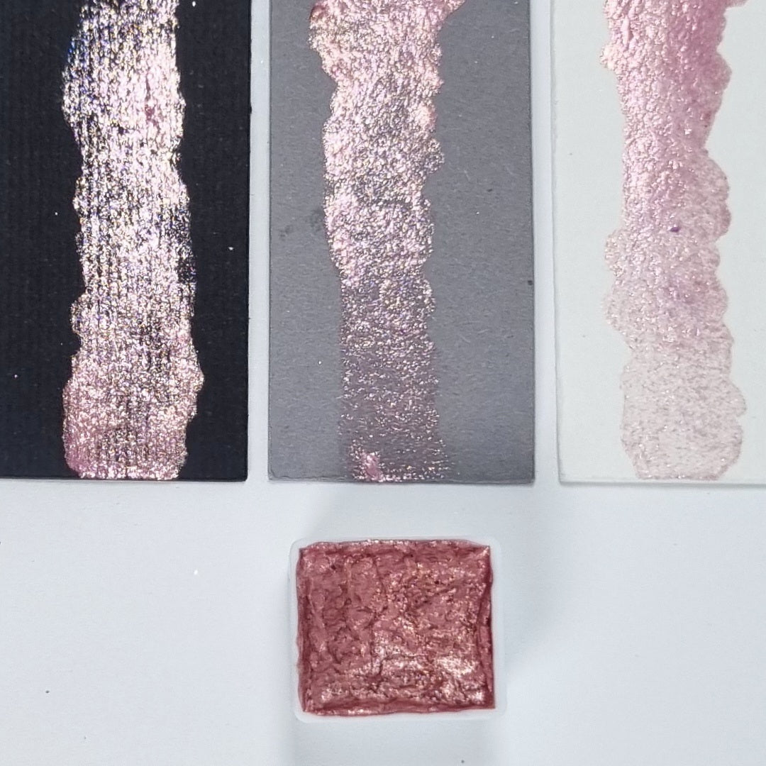 GLOWYBOX Holografische Glitter Aquarellfarbe, Glitzer Aquarell für besondere Highlight Glitzer Wasserfarben Holografische Farbe Glitter Farbe 1/2 Pfanne 2 ml vintage rosy