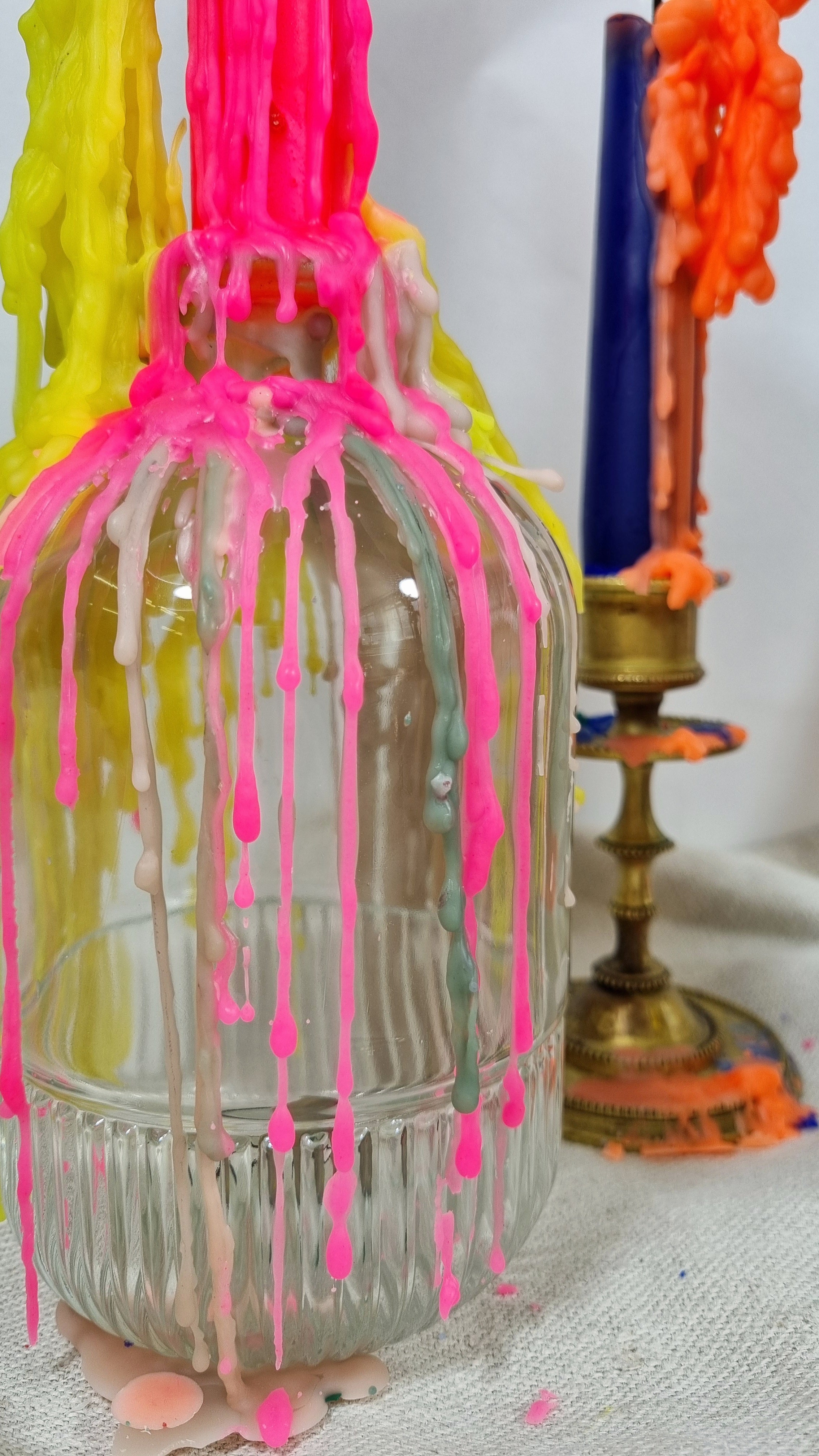 TROPFKERZEN 10er SET Tropfkerzen bunt perfekt zum betropfen Tropfenkerze, Tropfkerze für Flasche neon Farben Kerzen für Flaschen und Kerzenständer DIP DYE TROPKERZEN BUNT 10er