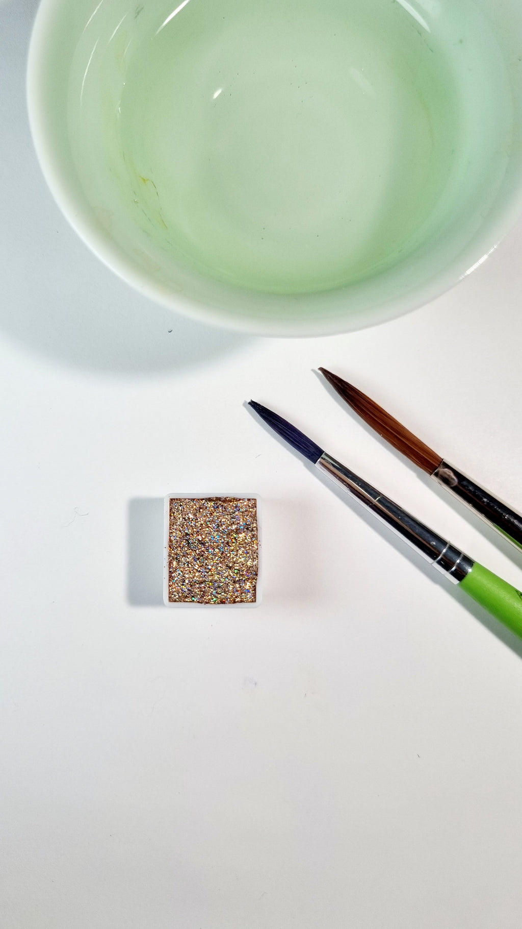GLOWYBOX Holografische Glitter Aquarellfarbe, Glitzer Aquarell für besondere Highlight Glitzer Wasserfarben Holografische Farbe 1/2 Pfanne Metalliceffekt Aquarellfarbe (Gold HOLO)