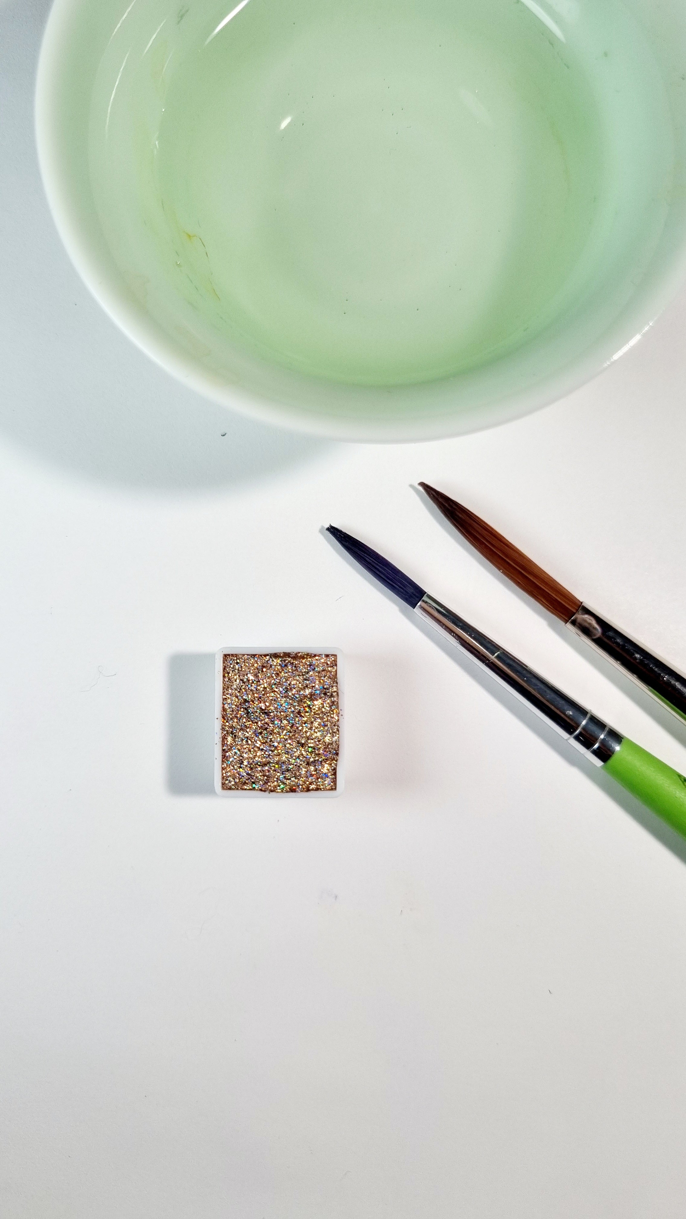 GLOWYBOX Holografische Glitter Aquarellfarbe, Glitzer Aquarell für besondere Highlight Glitzer Wasserfarben Holografische Farbe 1/2 Pfanne Metalliceffekt Aquarellfarbe (Gold HOLO)
