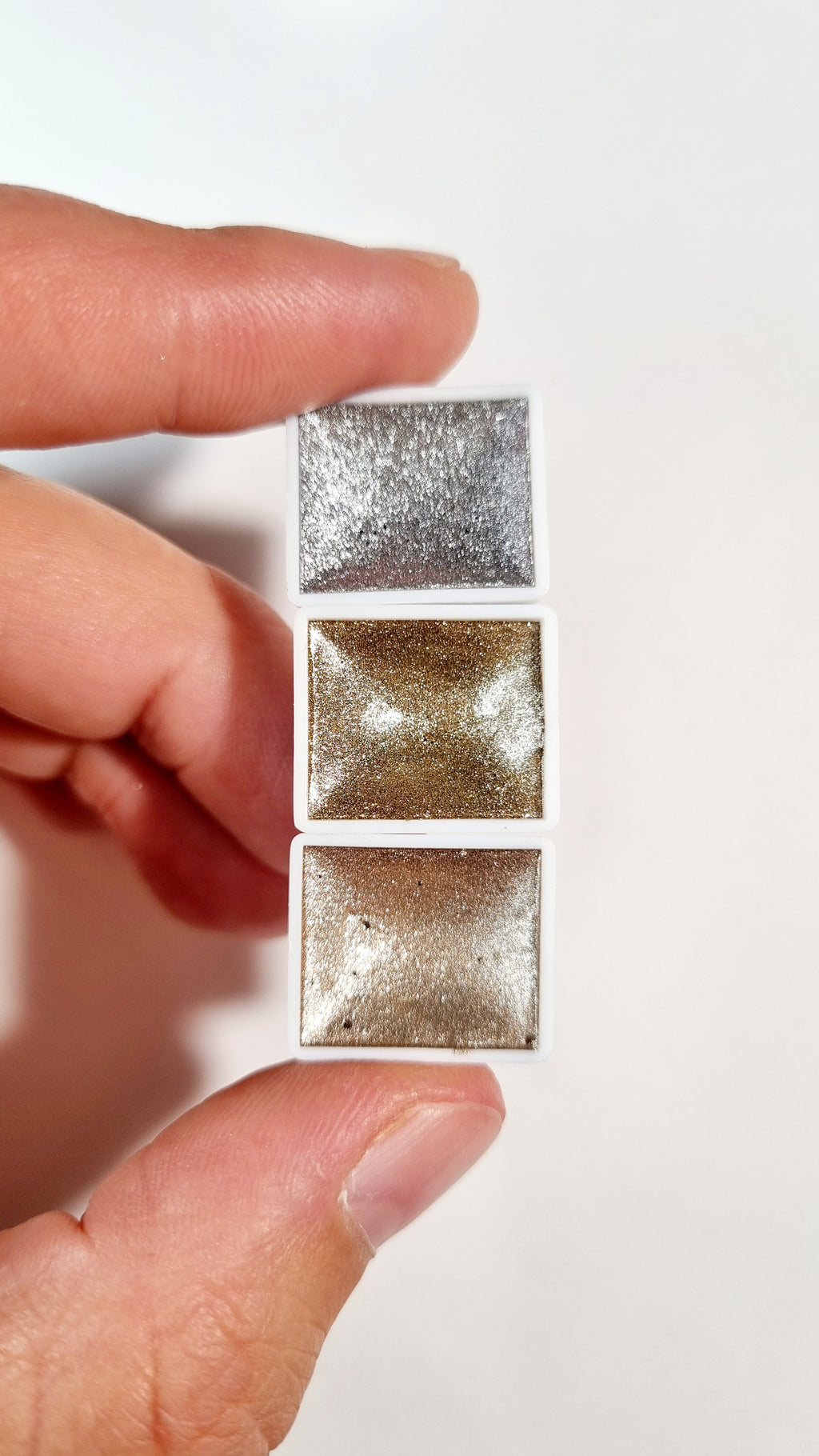 GLOWYBOX Holografische Glitter Aquarellfarbe, Glitzer Aquarell für besondere Highlight Glitzer Wasserfarben Holografische Farbe Glitter Farbe 1/2 Pfanne 2 ml (Starlight Express 3er Set)