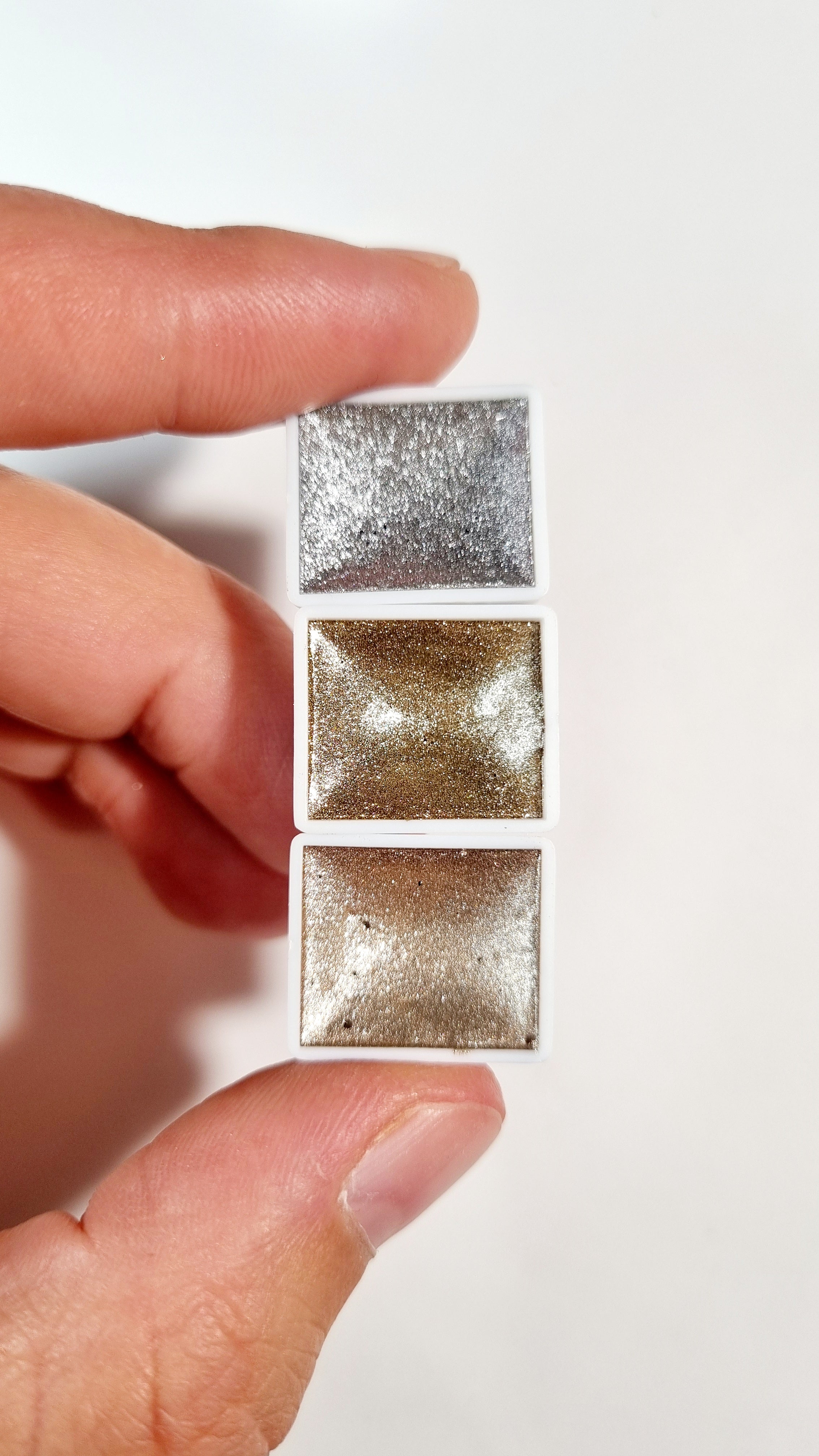 GLOWYBOX Holografische Glitter Aquarellfarbe, Glitzer Aquarell für besondere Highlight Glitzer Wasserfarben Holografische Farbe Glitter Farbe 1/2 Pfanne 2 ml (Starlight Express 3er Set)