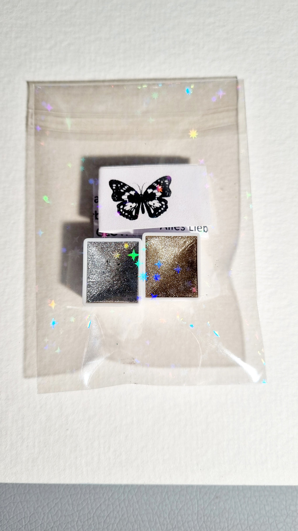 GLOWYBOX Holografische Glitter Aquarellfarbe, Glitzer Aquarell für besondere Highlight Glitzer Wasserfarben Holografische Farbe Glitter Farbe 1/2 Pfanne 2 ml (silver moon 2er Set)