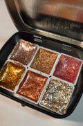 GLOWYBOX Holografische Glitter Aquarellfarbe, Glitzer Aquarell für besondere Highlight Glitzer Wasserfarben Holografische Farbe Glitter Farbe 1/2 Pfanne 2 ml (Gold Rose Blush 6er)