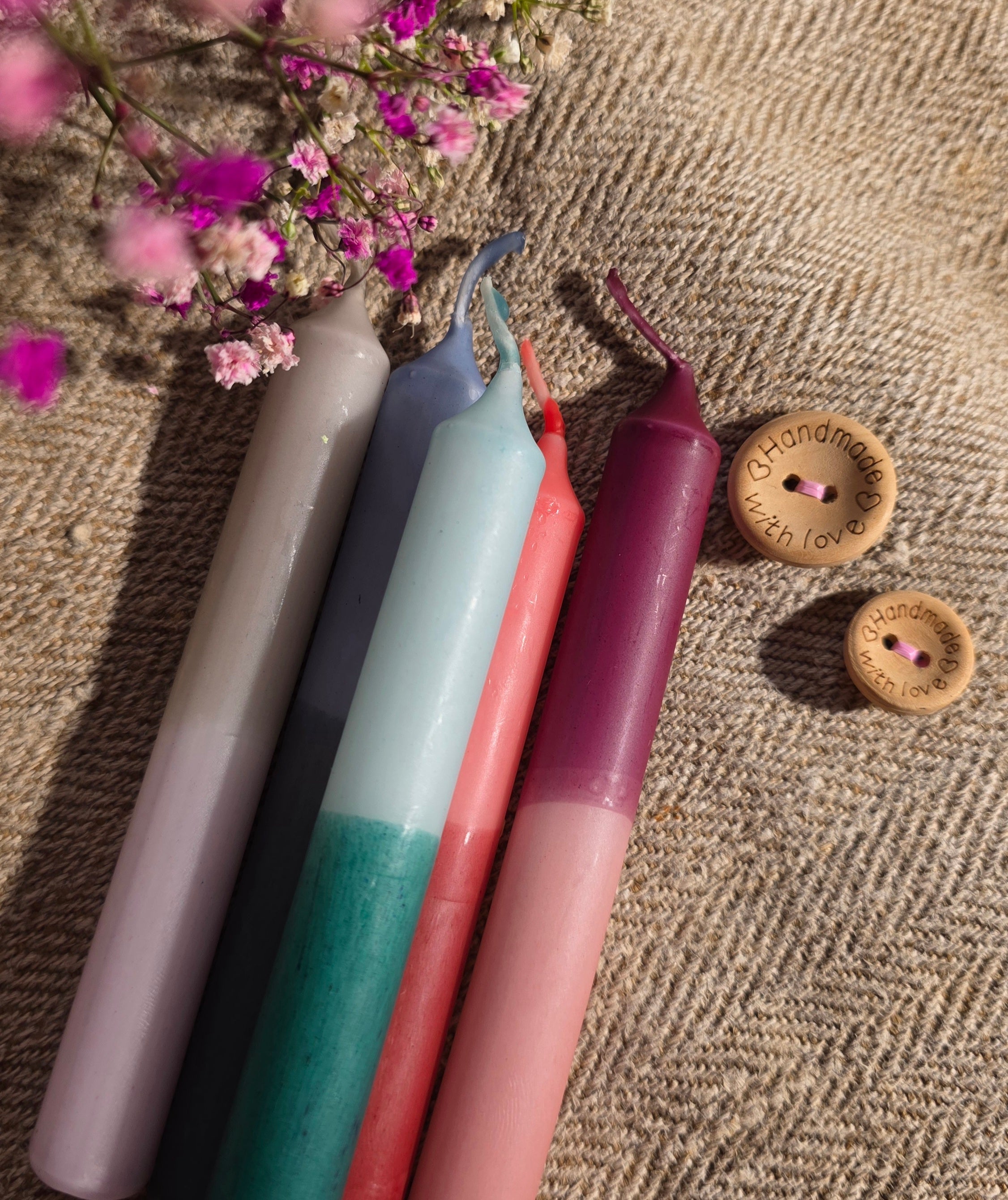 GLOWYBOX® Geburtstagskerzen Babyfeier Taufe für Kerzenring Kerzen für Babygeburtstag 1.Geburtstag bunte Kinderkerzen Geburtstagszug Minikerzen bunt Baumkerzen bunt neon dip Dye Kerzen autumn bliss