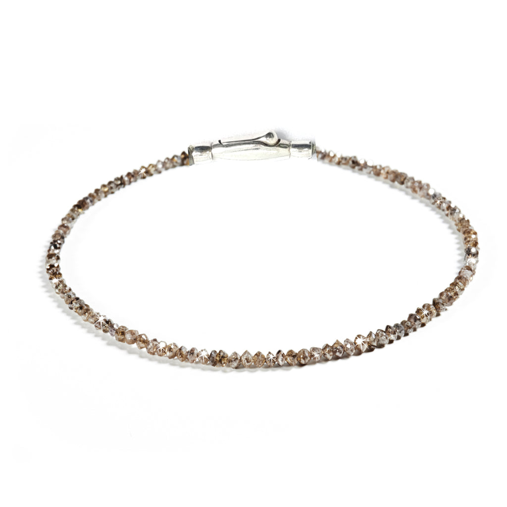 GLOWYBOX Diamant Armband aus natürlichen, echten Diamanten facettiert, Verschluss 925er Sterling Silber Tennisarmband, Diamantarmband Geschenkidee für Damen braun