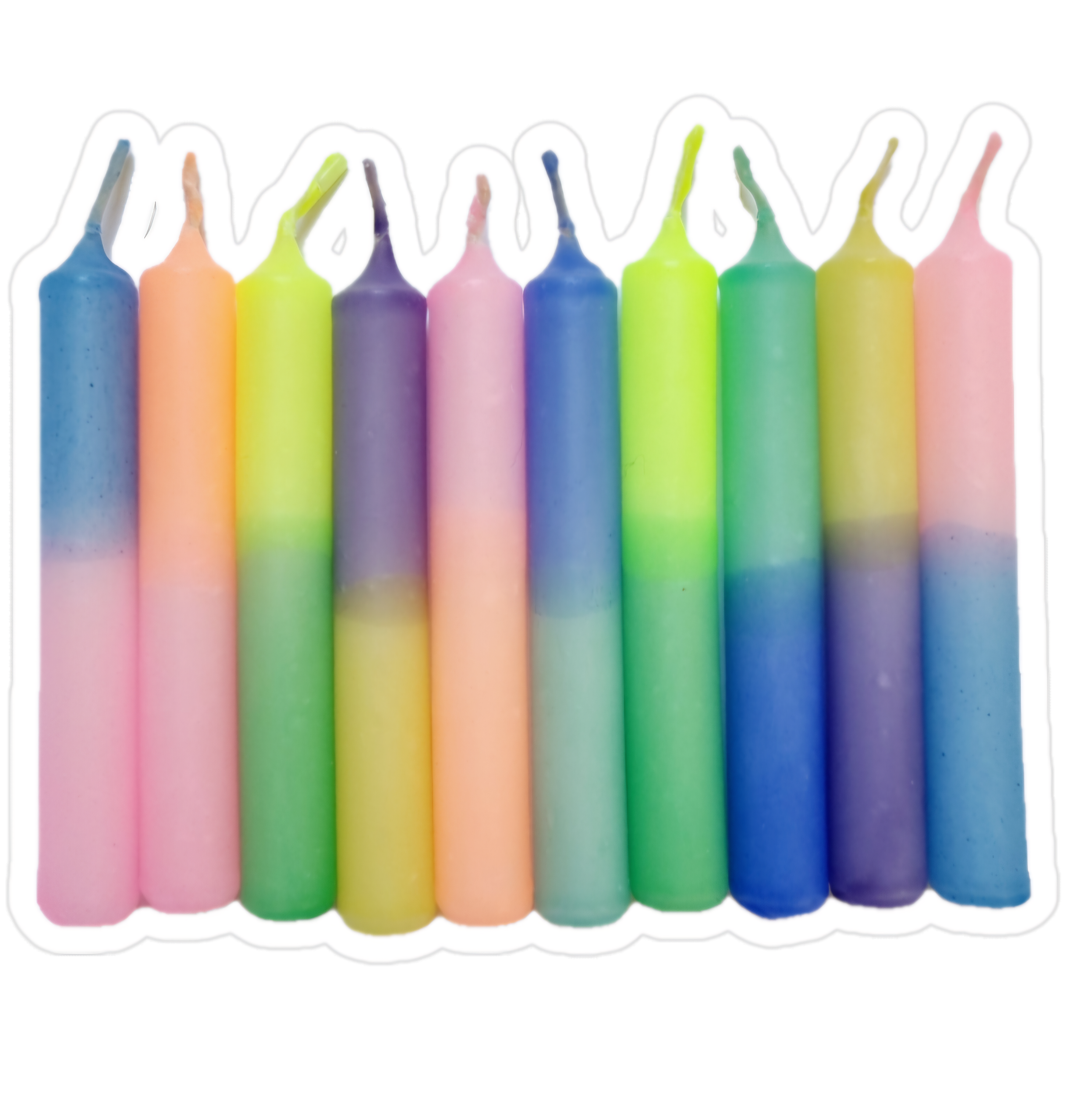 GLOWYBOX Geburtstagskerzen für Kerzenring Kerzen für Kindergeburtstag bunte Kinderkerzen Geburtstagszug Minikerzen bunt Baumkerzen bunt neon dip Dye Kerzen regenbogen pastell 20er