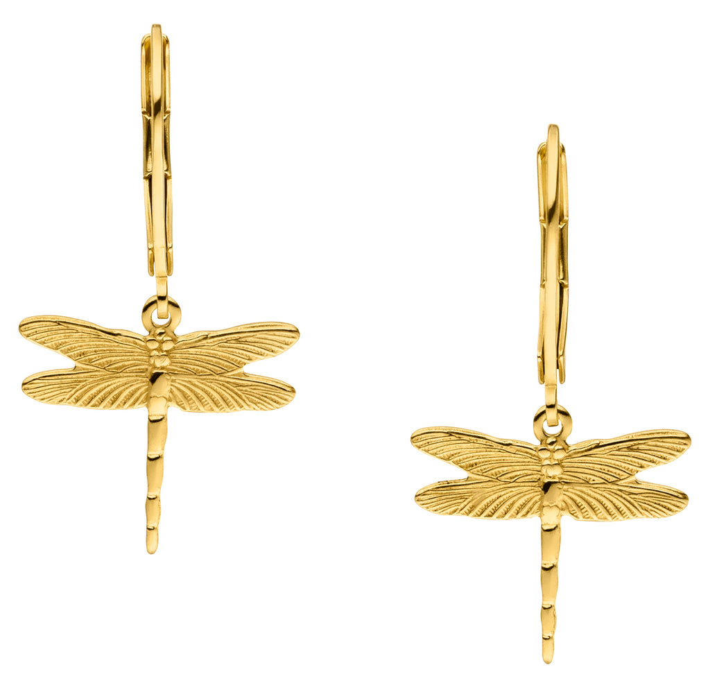 GLOWYBOX Ohrringe Libelle GOLD plattiert mit filigraner Libellen Länge 16 mm von GLOWYBOX - Libellenohrhänger gold im Natur Design Geschenk für Damen, Frauen, Mädchen (Kopie)