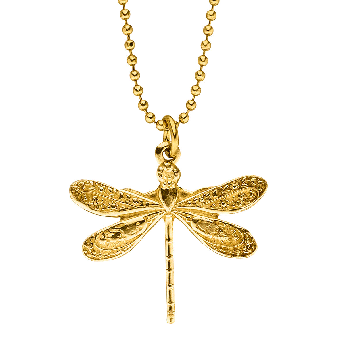 GLOWYBOX Goldkette Kette gold Libelle 45 cm 14ct GOLD plattiert mit filigraner Libelle im Artdéco Design Geschenk Schmuck Damen Goldkette mit Anhänger Schmuckgeschenk Teenager artdeco 45
