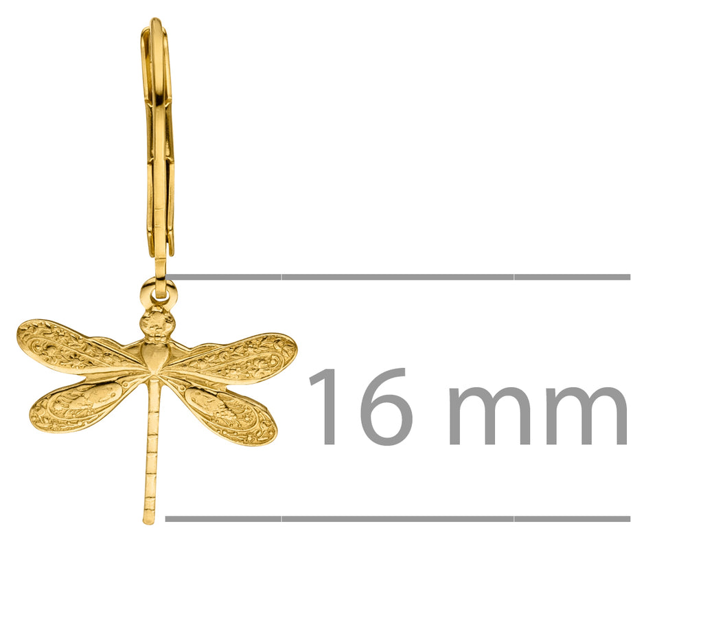 GLOWYBOX Ohrringe Libelle GOLD plattiert mit filigraner Libellen Länge 16 mm von GLOWYBOX - Libellenohrhänger gold im Art Déco Design Geschenk für Damen, Frauen, Mädchen