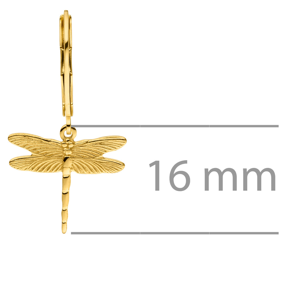 GLOWYBOX Ohrringe Libelle GOLD plattiert mit filigraner Libellen Länge 16 mm von GLOWYBOX - Libellenohrhänger gold im Natur Design Geschenk für Damen, Frauen, Mädchen (Kopie)