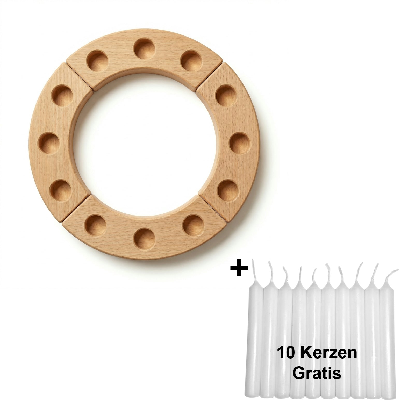 Geburtstagsring Kerzenkranz Holz hell Geburtstagskerzenhalter Kerzenhalter für Geburtstagstisch Deko Kleiner Kerzenring für Geburtstagskerzen Jahreszeitenring Tischdekoration für Kindergeburtstag