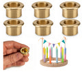 6 Stück GLOWYBOX® Kerzenhalter für Geburtstagsringe Geburtstagsspiralen Kerzeneinsatz Messinghalter Kerzenkranz Geburtstagskranz Messingeinsatz für Holzkranz Wachsschutz Holzkränze Jahreszeitenring 6 Stück
