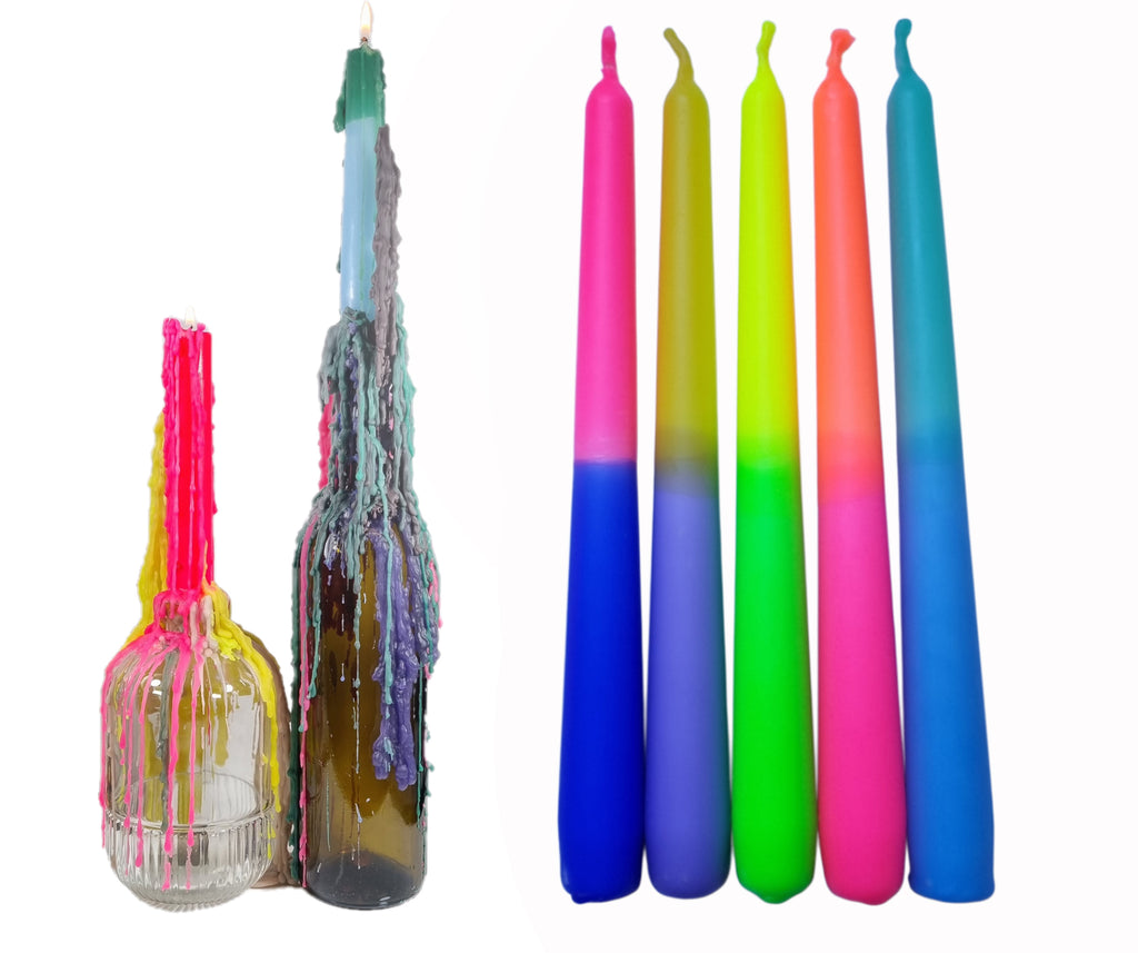 TROPFKERZEN 5er SET Tropfenkerzen bunt pastell Farben zum betropfen Flaschenkerze Tropfkerze für Flasche bunte Kerzen für Flaschen und Kerzenständer Retro Flaschenkerze TROPFKERZEN 5er pastell