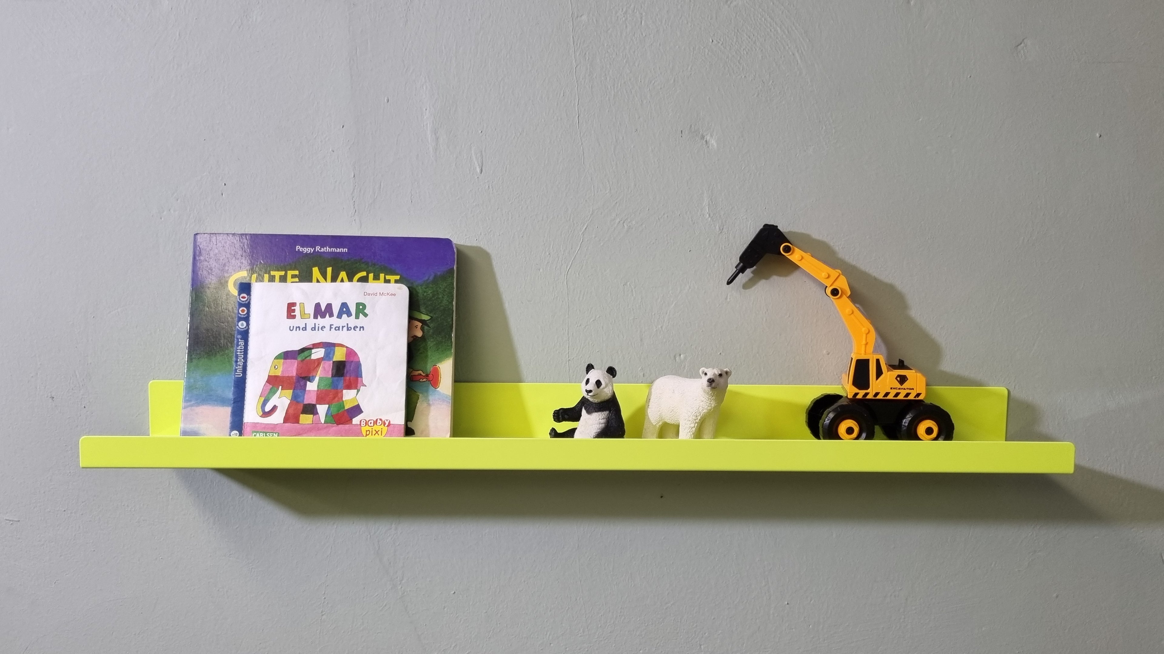 Wandregal gelb Bilderleiste neongelb Geschenk Wohnung Frau Geschenkidee Bilderleiste  75 cm lang Bilderleiste stabil, Gewürzregal neon, Ablageregal Flur, Wandregal Kinderzimmer neonfarben