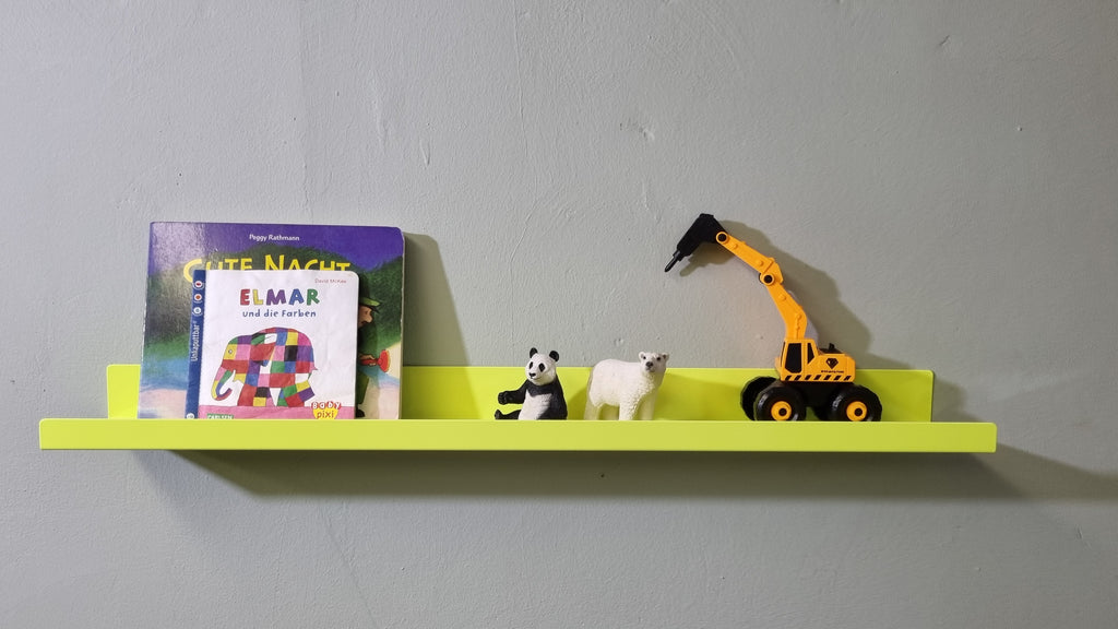 Wandregal gelb Bilderleiste neongelb Geschenk Wohnung Frau Geschenkidee Bilderleiste  75 cm lang Bilderleiste stabil, Gewürzregal neon, Ablageregal Flur, Wandregal Kinderzimmer neonfarben
