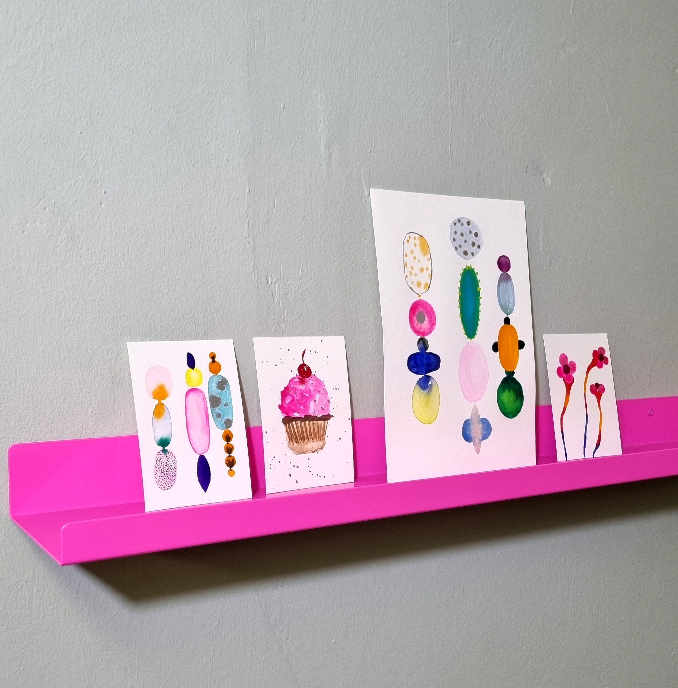 Wandregal neonmagenta Bilderleiste neonpink Geschenk Wohnung Frau Geschenkidee Bilderleiste  75 cm lang Bilderleiste stabil, Gewürzregal neonpink, Ablageregal Flur, Wandregal Kinderzimmer neonfarben