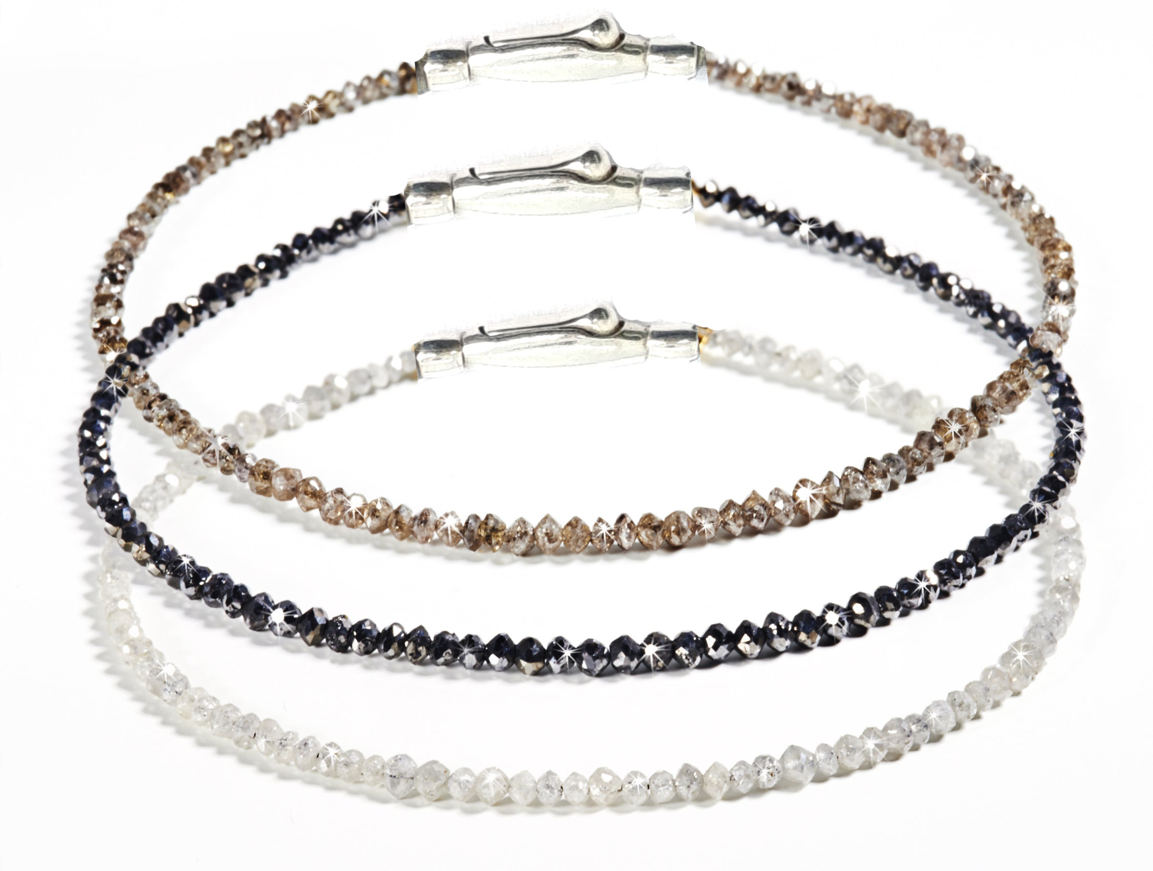 GLOWYBOX Diamant Armband aus natürlichen, echten Diamanten facettiert, Verschluss 925er Sterling Silber Tennisarmband, Diamantarmband Geschenkidee für Damen weiß