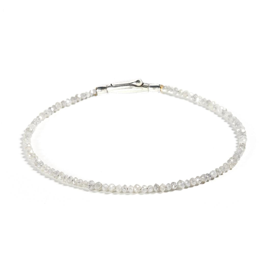 GLOWYBOX Diamant Armband aus natürlichen, echten Diamanten facettiert, Verschluss 925er Sterling Silber Tennisarmband, Diamantarmband Geschenkidee für Damen weiß