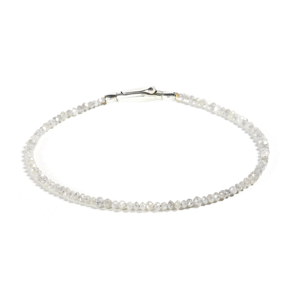GLOWYBOX Diamant Armband aus natürlichen, echten Diamanten facettiert, Verschluss 925er Sterling Silber Tennisarmband, Diamantarmband Geschenkidee für Damen weiß