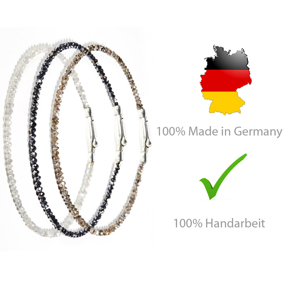GLOWYBOX Diamant Armband aus natürlichen, echten Diamanten facettiert, Verschluss 925er Sterling Silber Tennisarmband, Diamantarmband Geschenkidee für Damen braun