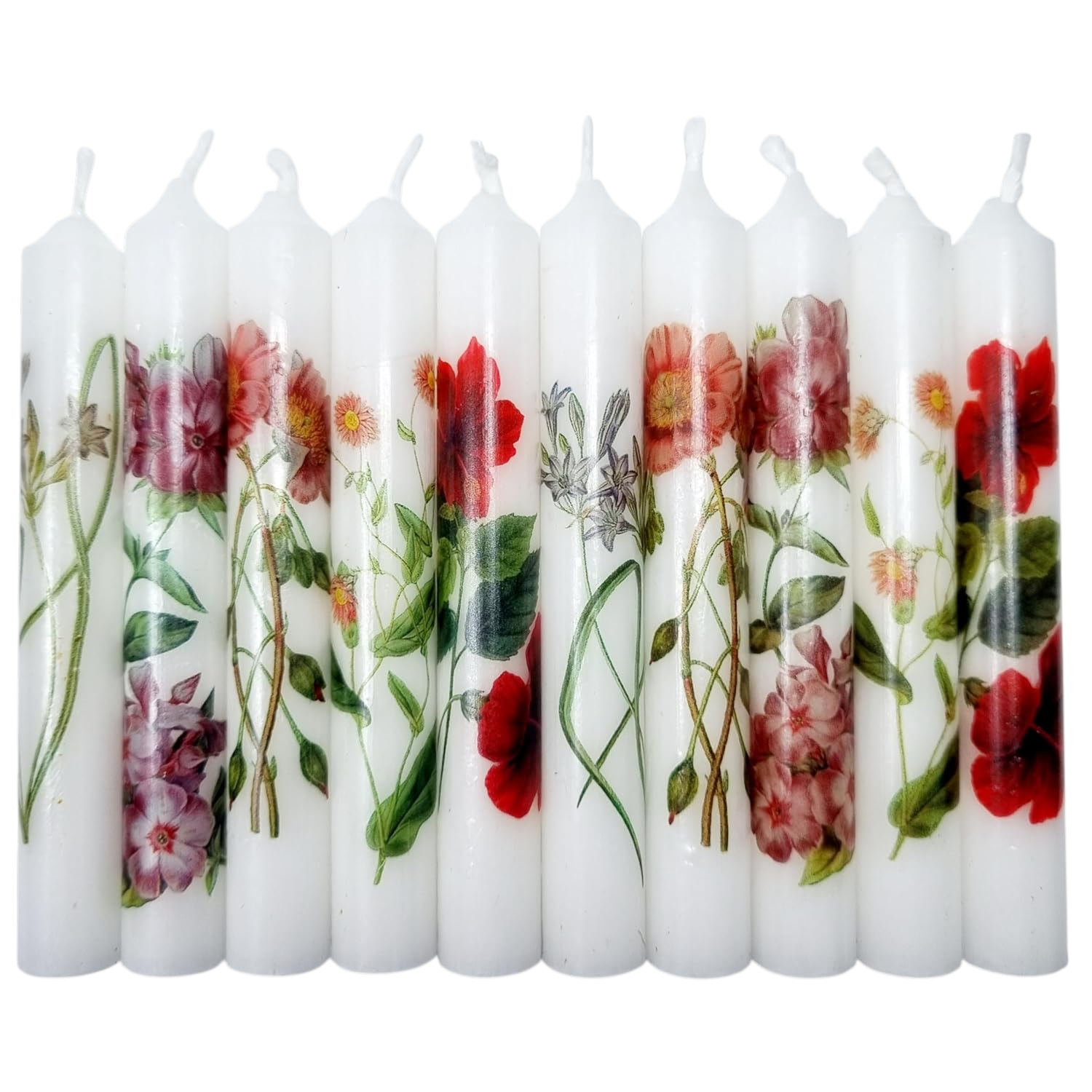 GLOWYBOX Geburtstagskerzen für Holzkerzenringe Kerzenspirale Holz Kerzen kleine Kerzen Vintage Blumen