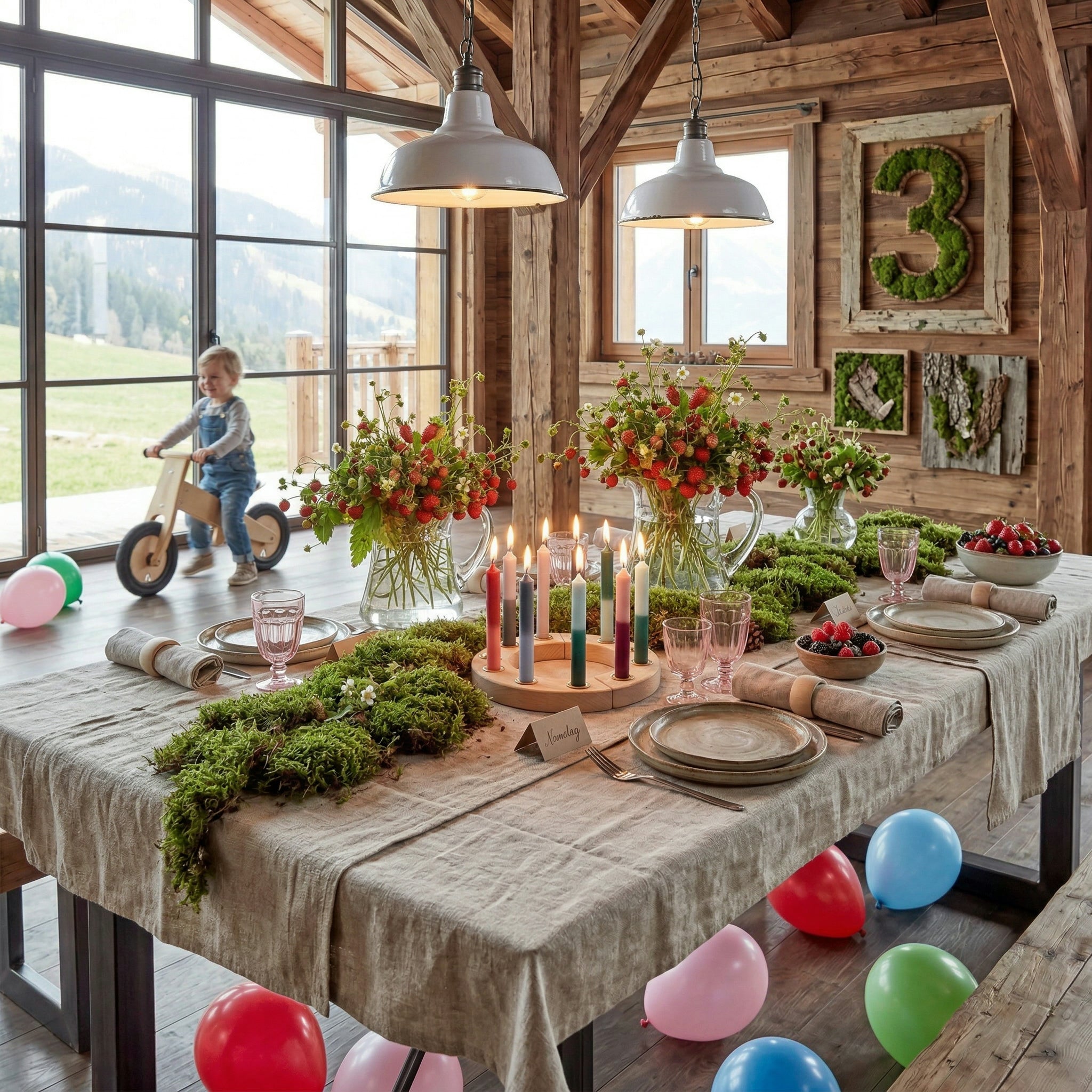 Geburtstagsring Kerzenkranz Holz hell Geburtstagskerzenhalter Kerzenhalter für Geburtstagstisch Deko Kleiner Kerzenring für Geburtstagskerzen Jahreszeitenring Tischdekoration für Kindergeburtstag