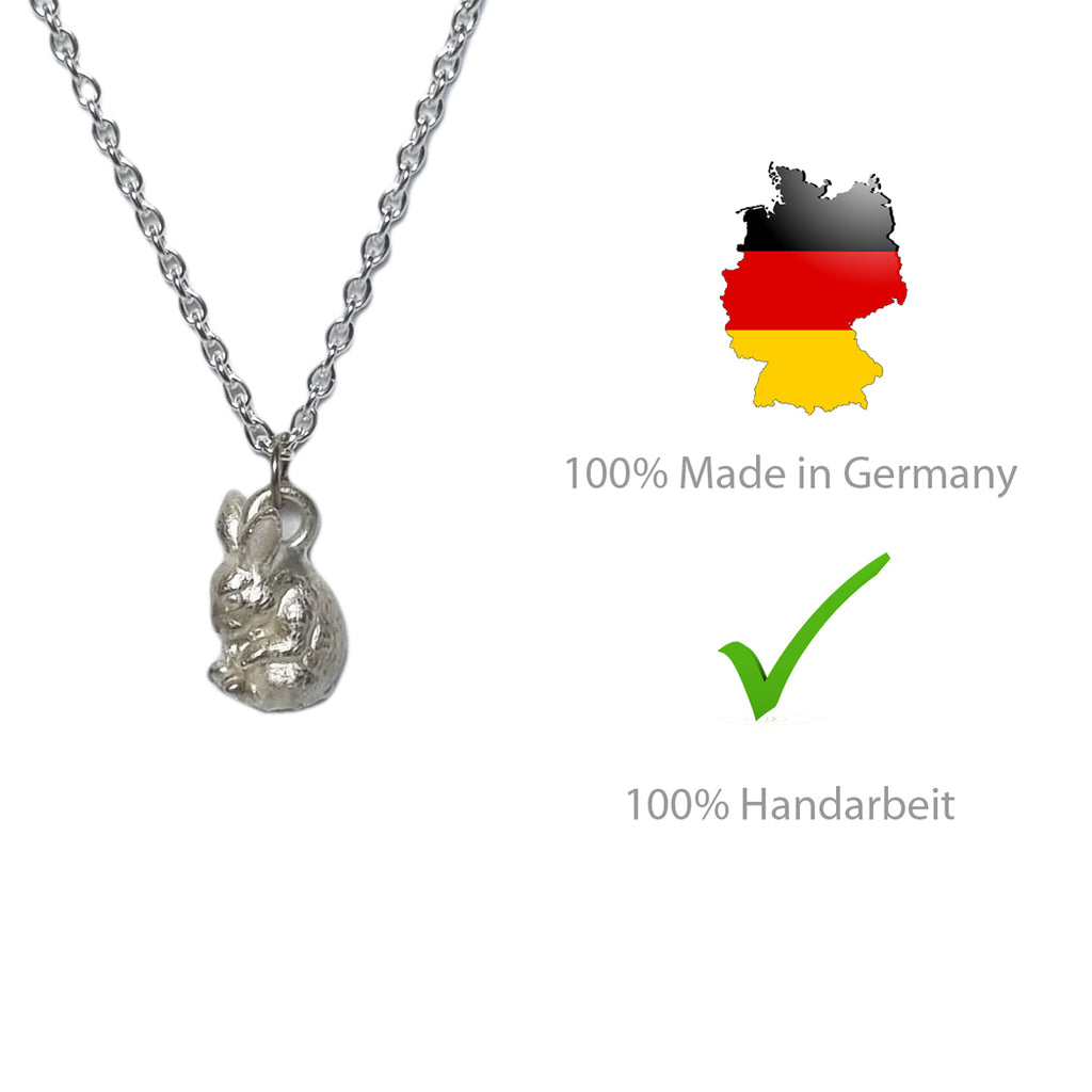 Hase Kette Silber 925 Anhänger Charm Hase Geschenk Damen nickelfrei Echtschmuck Handarbeit handmade Schmuck amazon Hase Kinderschmuck Silber Geschenk Kommunion Kinderschmuck silber eingerollt