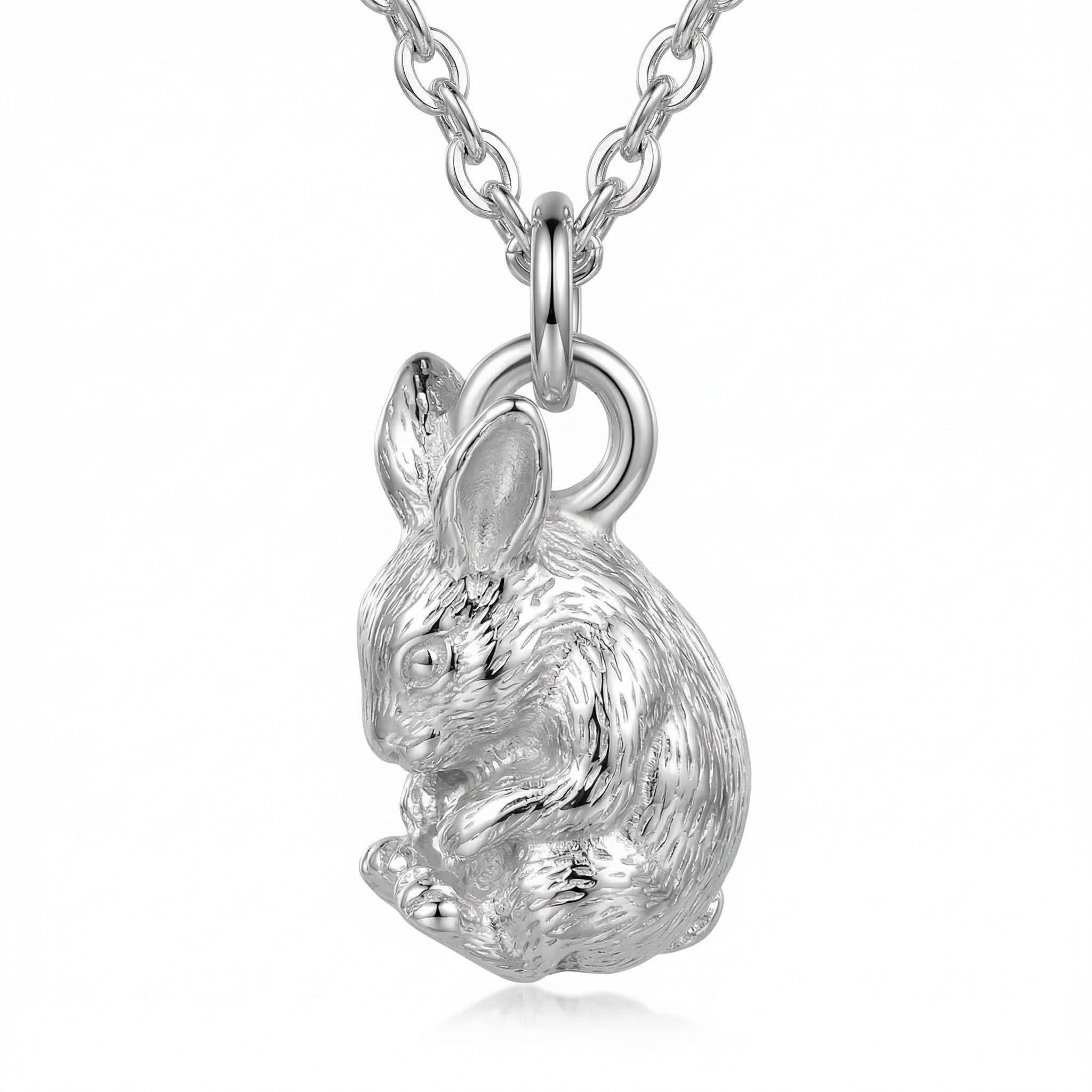 Hase Kette Silber 925 Anhänger Charm Hase Geschenk Damen nickelfrei Echtschmuck Handarbeit handmade Schmuck amazon Hase Kinderschmuck Silber Geschenk Kommunion Kinderschmuck silber eingerollt