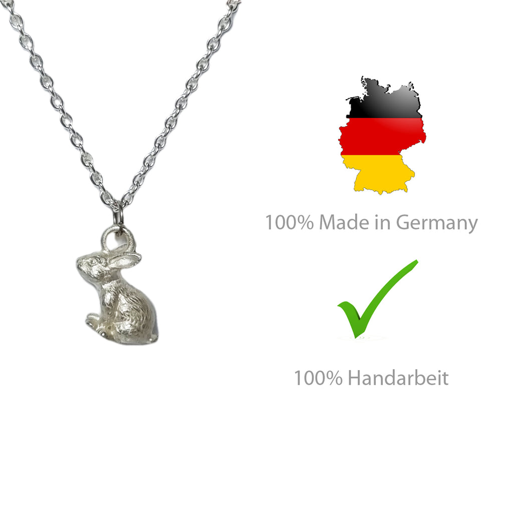 Hase Kette Silber 925 Anhänger Charm Hase Geschenk Damen nickelfrei Echtschmuck Handarbeit handmade Schmuck amazon Hase Kinderschmuck Silber Geschenk Kommunion Kinderschmuck silber sitzend