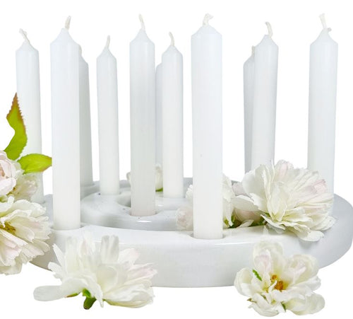 GLOWYBOX 10 Stück TROPFFREIE Geburtstagskerzen für Kerzenring Kerzen weiß für Kindergeburtstag bunte Kinderkerzen Geburtstagszug Minikerzen hergestelllt in Deutschland Baumkerzen kleine Kerzen weiß 10er