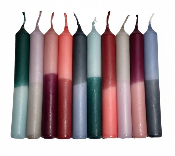 GLOWYBOX® Geburtstagskerzen Babyfeier Taufe für Kerzenring Kerzen für Babygeburtstag 1.Geburtstag bunte Kinderkerzen Geburtstagszug Minikerzen bunt Baumkerzen bunt neon dip Dye Kerzen autumn bliss