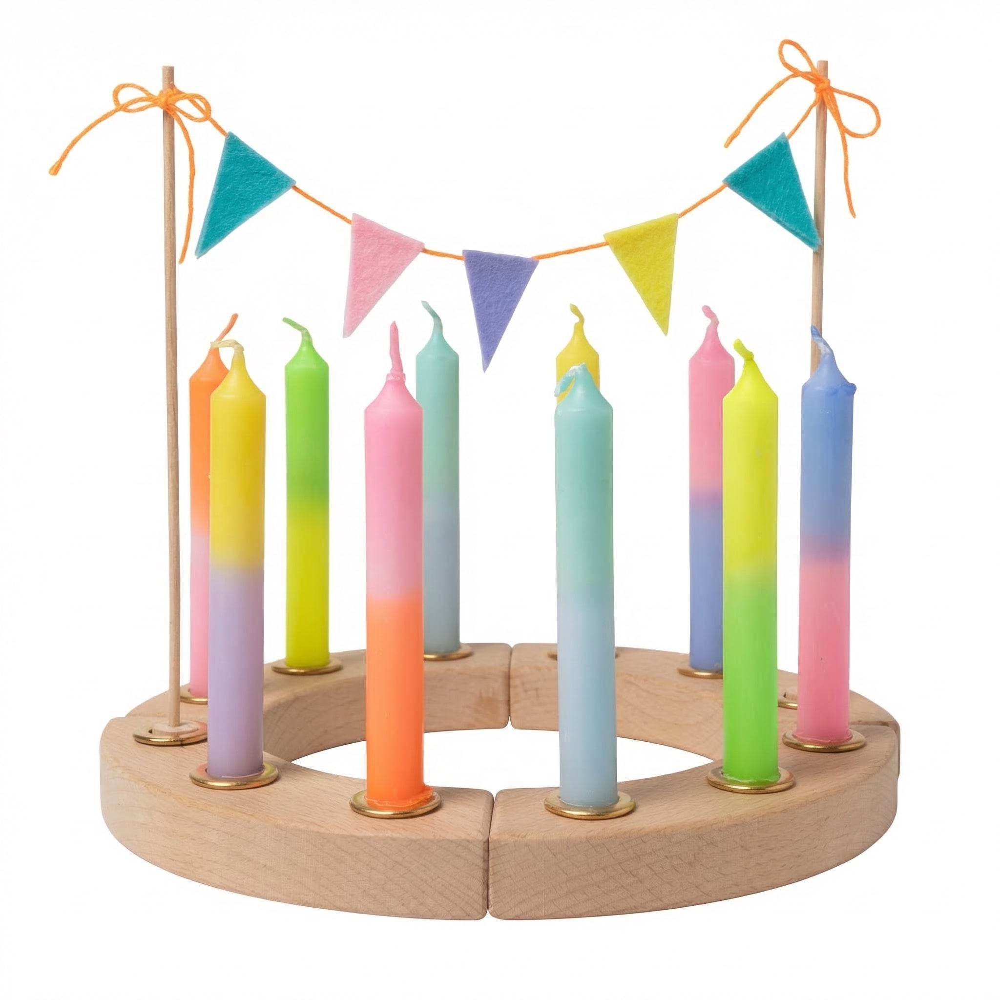 Geburtstagsring Kerzenkranz Holz hell Geburtstagskerzenhalter Kerzenhalter für Geburtstagstisch Deko Kleiner Kerzenring für Geburtstagskerzen Jahreszeitenring Tischdekoration für Kindergeburtstag