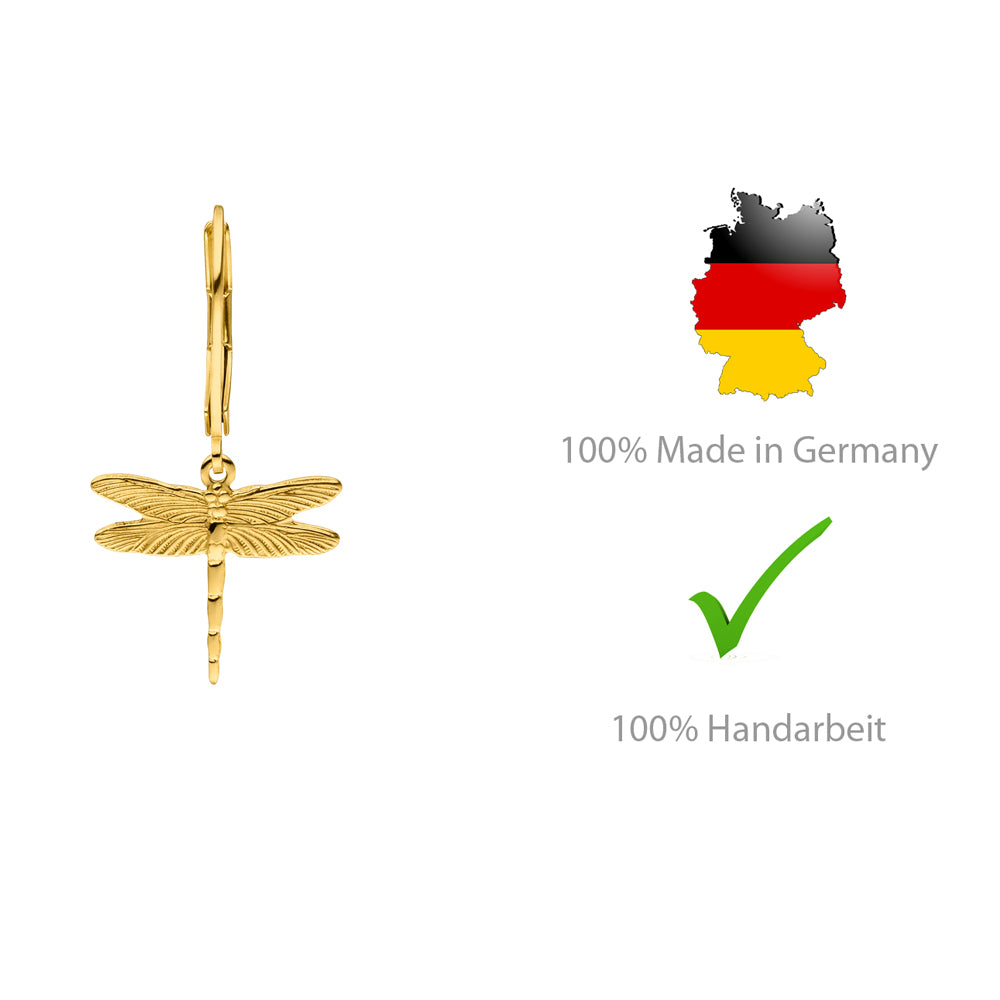 GLOWYBOX Ohrringe Libelle GOLD plattiert mit filigraner Libellen Länge 16 mm von GLOWYBOX - Libellenohrhänger gold im Natur Design Geschenk für Damen, Frauen, Mädchen (Kopie)