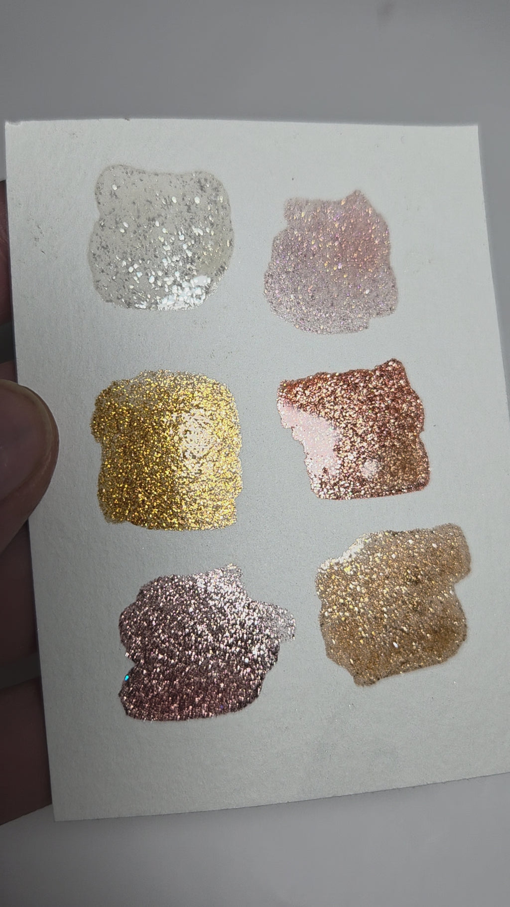 GLOWYBOX Holografische Glitter Aquarellfarbe, Glitzer Aquarell für besondere Highlight Glitzer Wasserfarben Holografische Farbe Glitter Farbe 1/2 Pfanne 2 ml (Gold Rose Blush 6er)