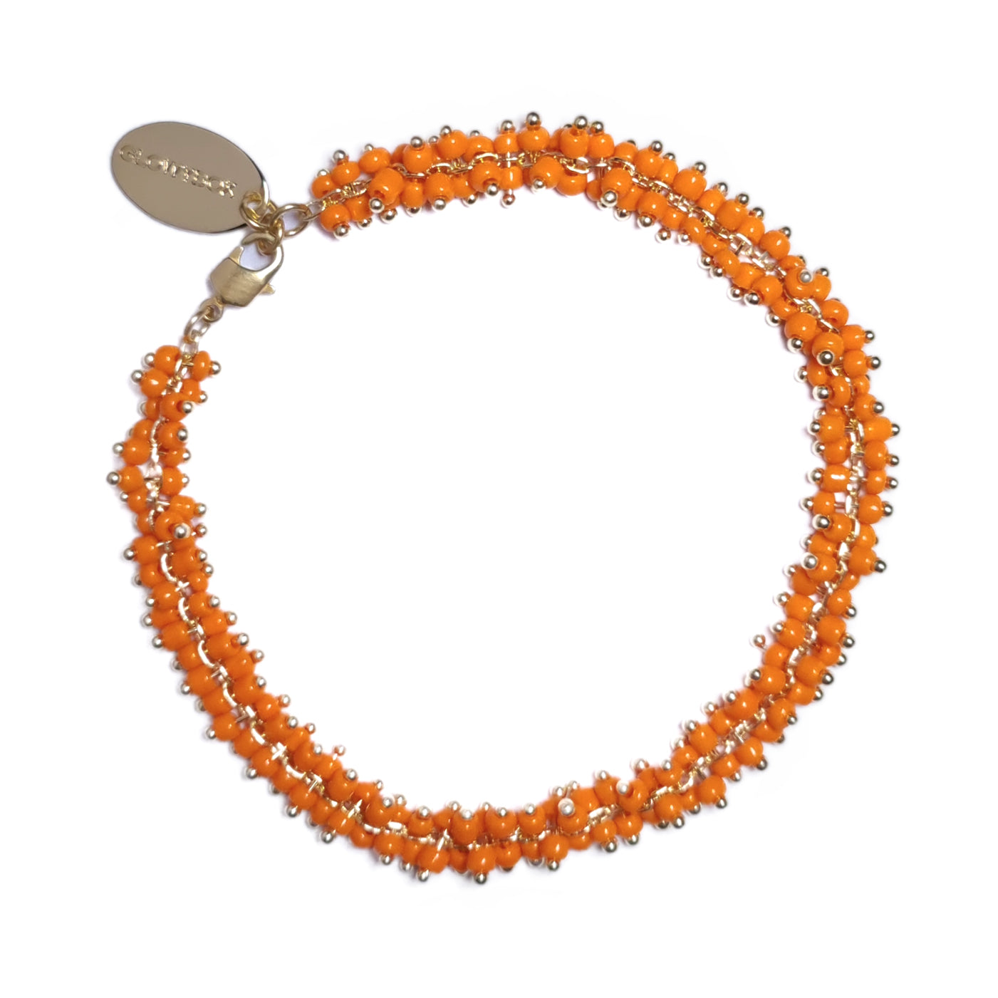 GLOWYBOX Armband orangenen Perlen Designerschmuck Damen individuelles Armband mit Miniperlen einzigartier Handmade Schmuck besonderes Armband Geschenk beste Freundin Geschenk Schmuck Damen